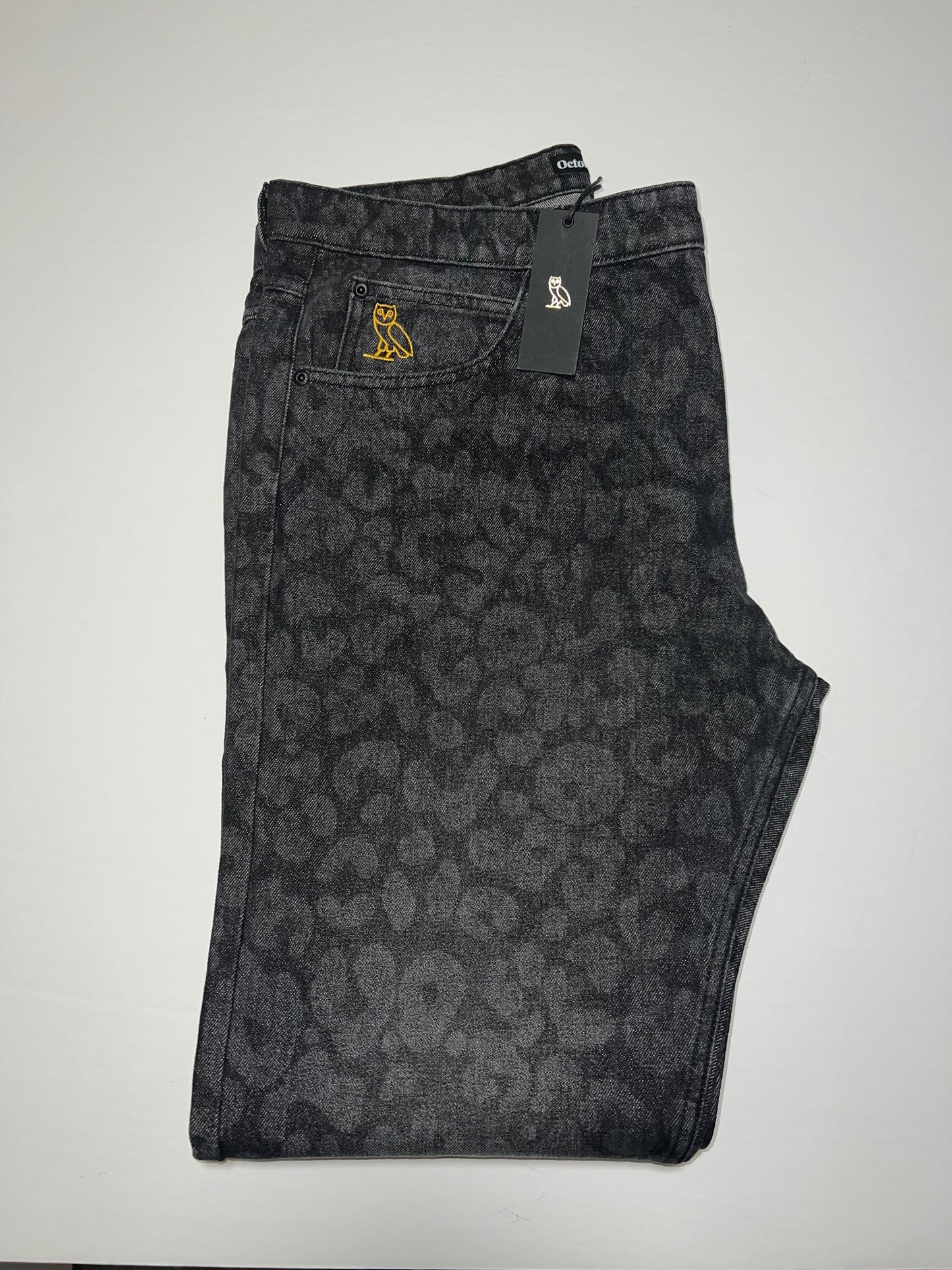 OVO Leopard Print Denim Jeans